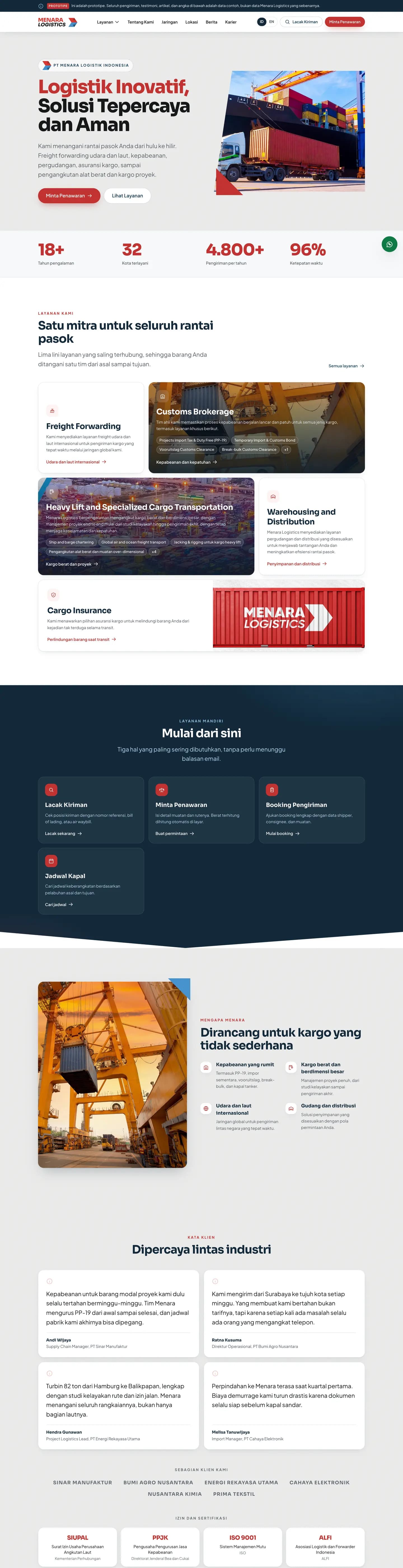 Menara Logistics, full page