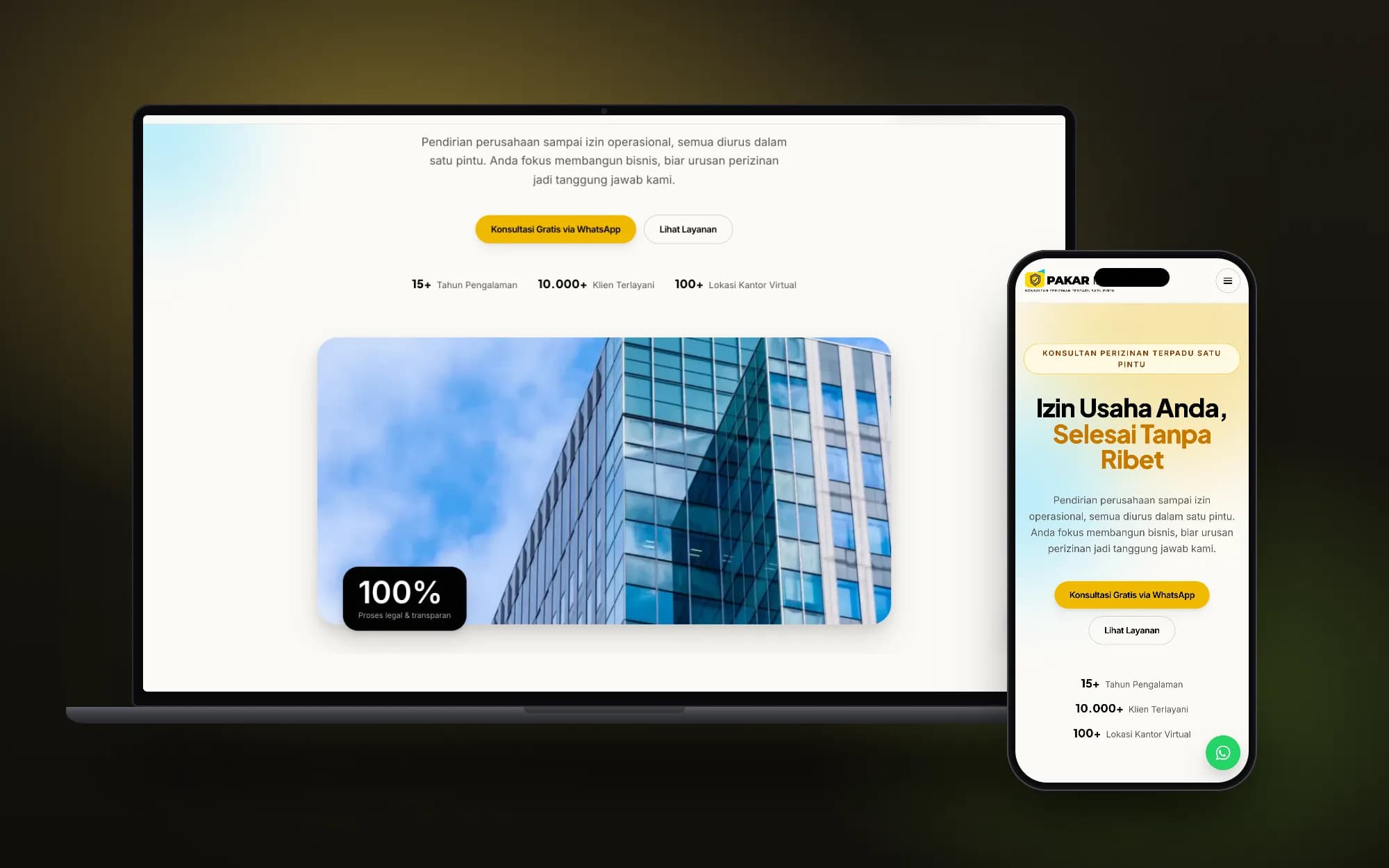 Pakar Izin, laptop and phone mockup