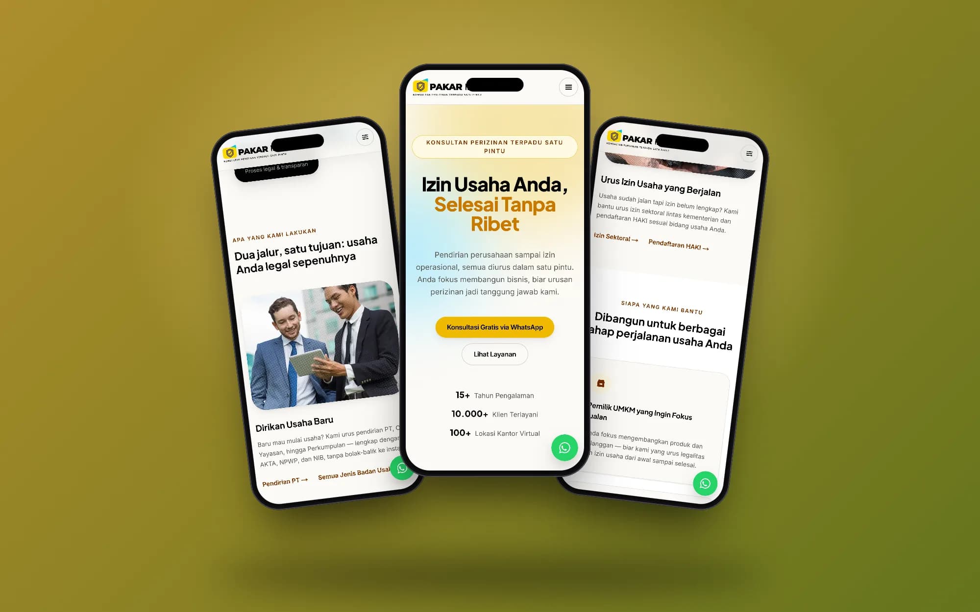 Pakar Izin, mobile screens