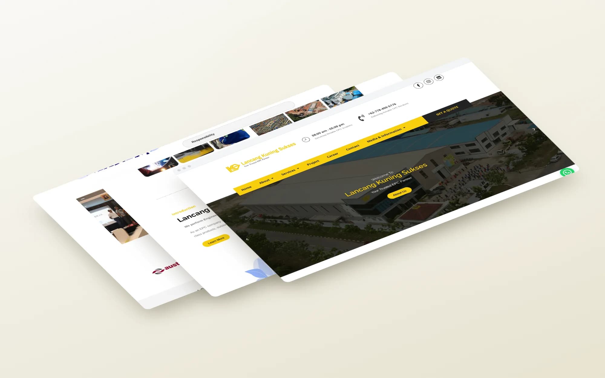 Lancang Kuning Sukses, page sections shown as floating layers