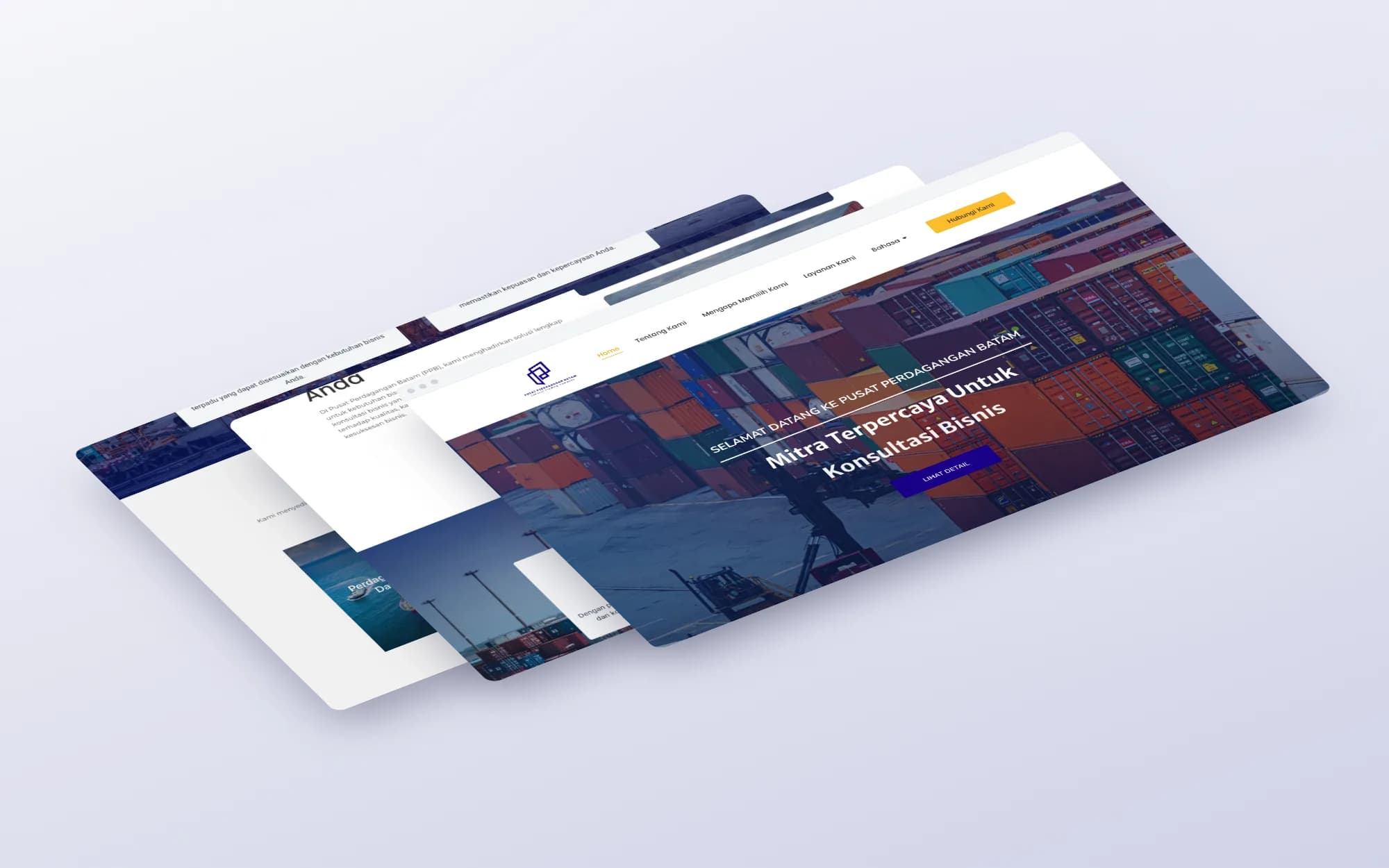 Pusat Perdagangan Batam, page sections shown as floating layers