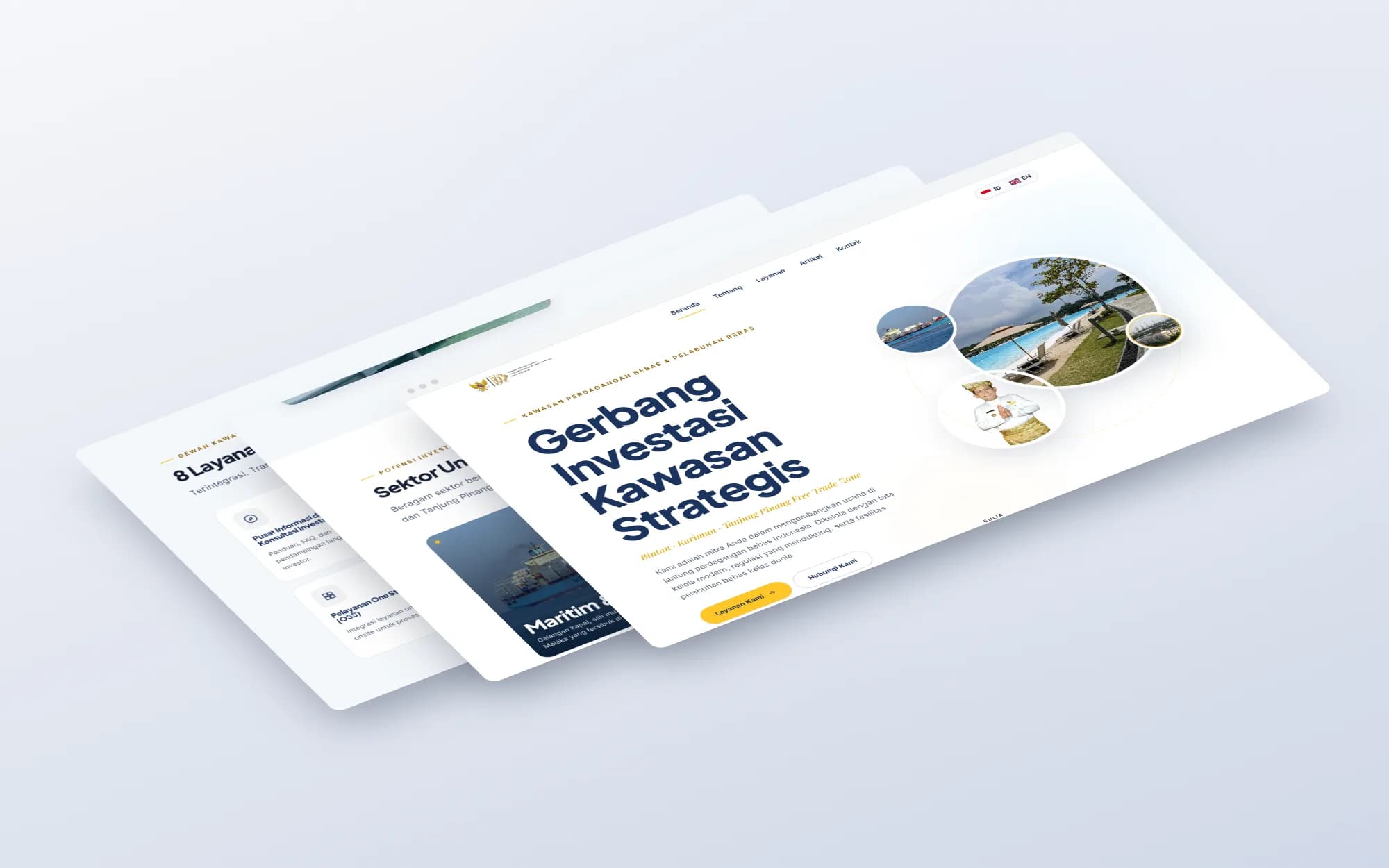 Sekretariat Dewan Kawasan, page sections shown as floating layers